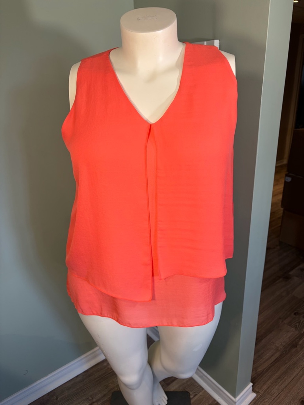 74. Reitmans Sleeveless V-Neck Layered Coral Blouse